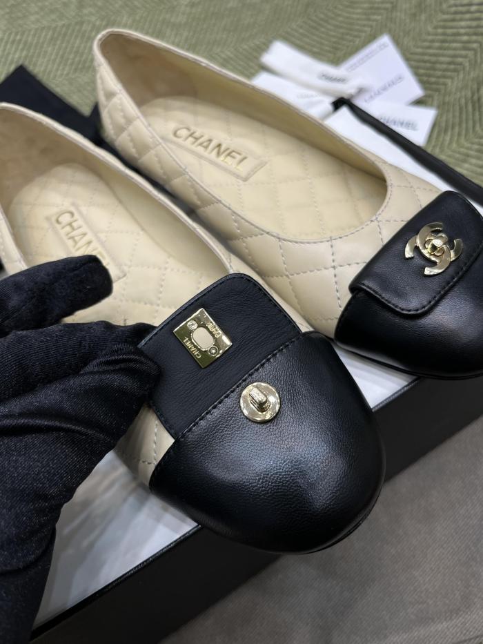 NIGO Chanel Women's Spring/Summer Solid Color Diamond Textured Leather Ballet Shoes #nigo76276