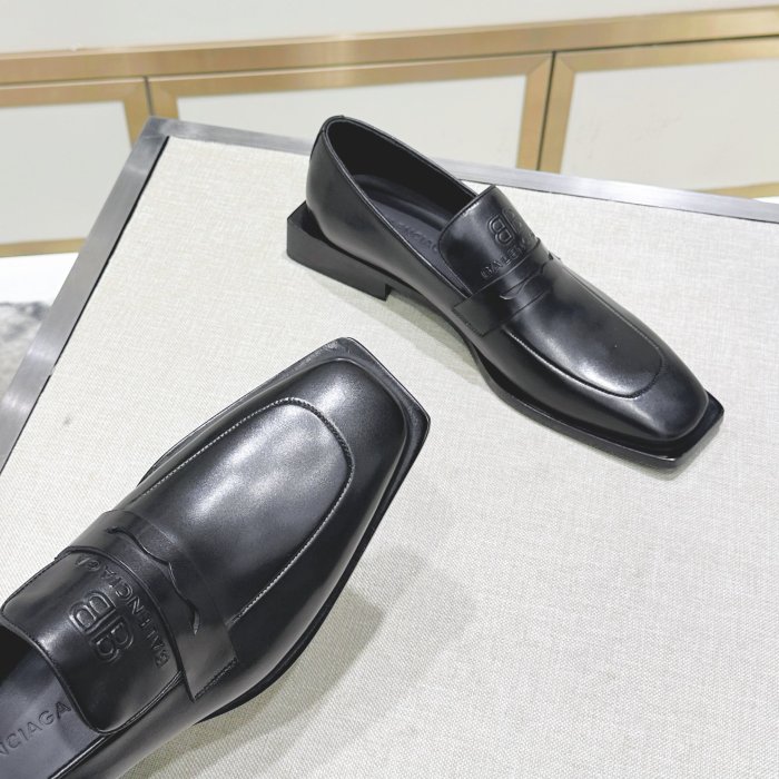 NIGO Balenciaga Men's Spring and Autumn Square Toe Solid Color Cowhide Loafers Shoes #nigo76293