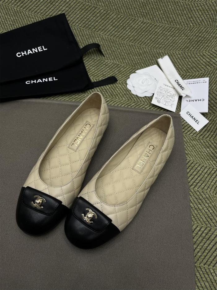 NIGO Chanel Women's Spring/Summer Solid Color Diamond Textured Leather Ballet Shoes #nigo76276