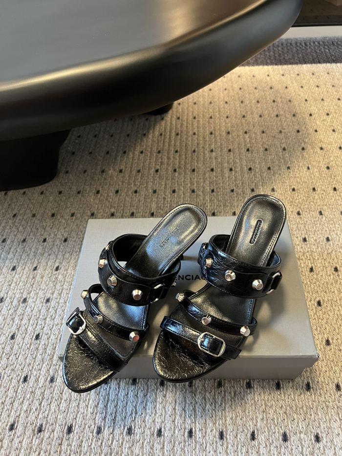NIGO Balenciaga Women's Metal Rivet Decorated Sandals Fine Heeled High Heels Fashion Sexy Solid Colour Basic Slippers Shoes Heel High 8.5cm Ngvp #nigo1466