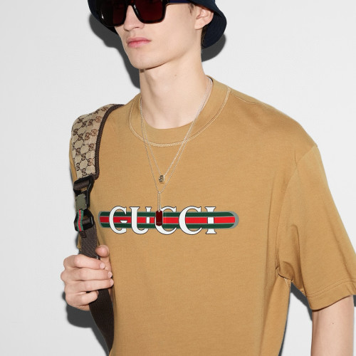 NIGO Gucci Men's Summer Solid Color Letter Print Round Neck Drop Shoulder Short Sleeve T-shirt #nigo76313