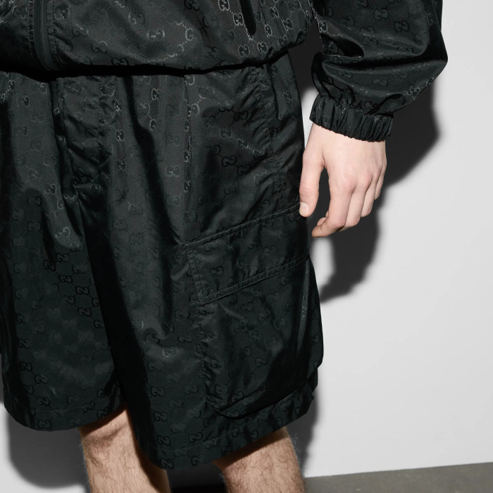 NIGO Gucci Men's Lightweight GG Nylon Jacquard Pocket Solid Color Summer Casual Elastic Shorts #nigo76321