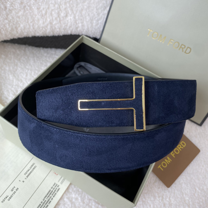 NIGO Tom Ford Men's Solid Color Reversible Calfskin Leather 4.0cm Belt #nigo76311