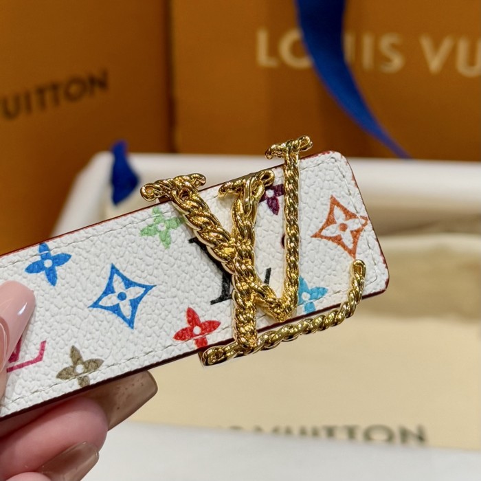 NIGO Louis Vuitton x TM Women's Logo Printed Solid Color Reversible Belt Jewelry Width 3cm  Accessories #nigo76326