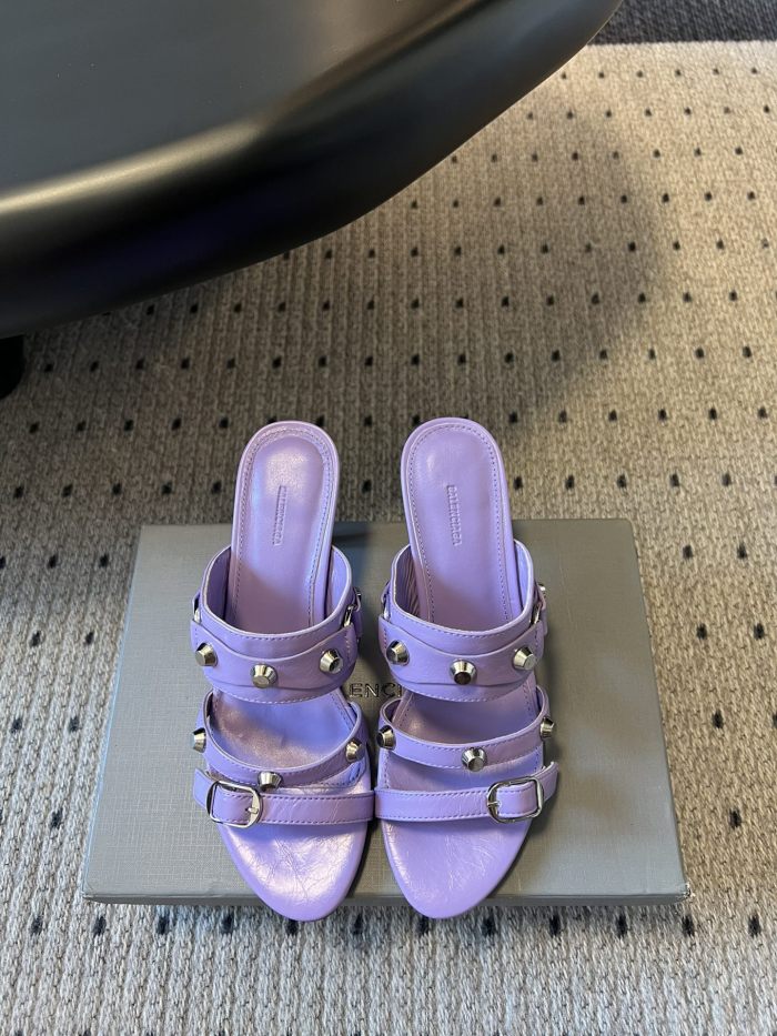 NIGO Balenciaga Women's Metal Rivet Decorated Sandals Fine Heeled High Heels Fashion Sexy Solid Colour Basic Slippers Shoes Heel High 8.5cm Ngvp #nigo1466