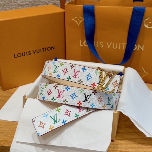 NIGO Louis Vuitton x TM Women's Logo Printed Solid Color Reversible Belt Jewelry Width 3cm Accessories #nigo76326