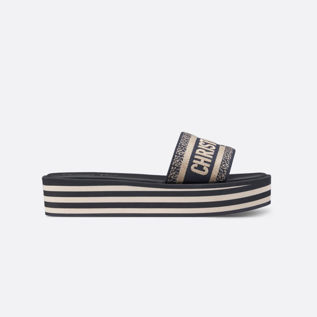 NIGO Dior Women's Alphabet Printed Round Head Colorblocking Thick Bottom One Slipper Sandals Shoes #nigo76299
