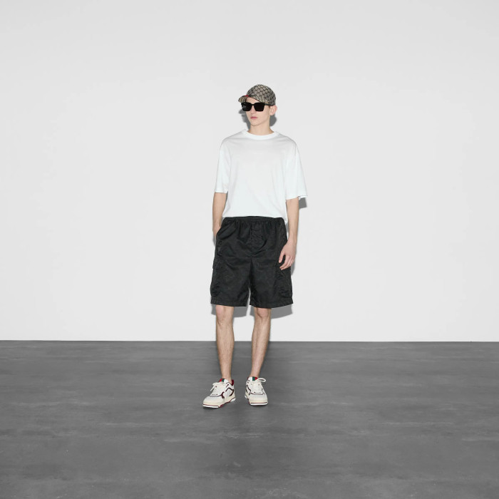 NIGO Gucci Men's Lightweight GG Nylon Jacquard Pocket Solid Color Summer Casual Elastic Shorts #nigo76321