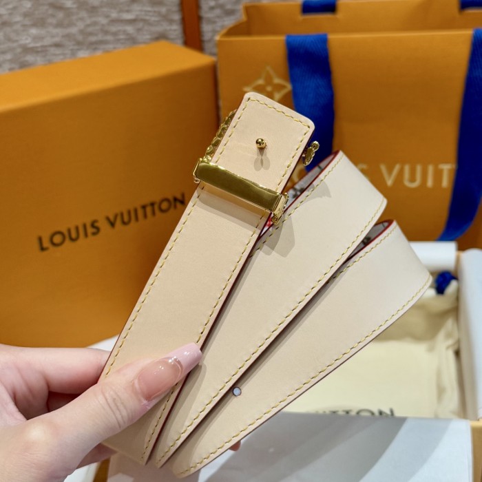 NIGO Louis Vuitton x TM Women's Logo Printed Solid Color Reversible Belt Jewelry Width 3cm  Accessories #nigo76326