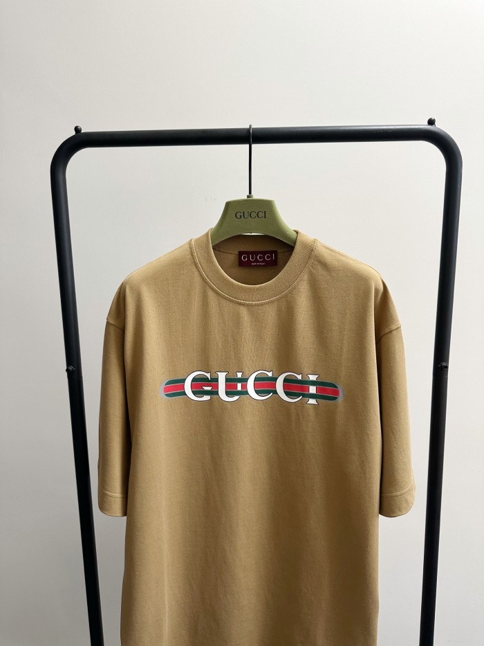 NIGO Gucci Men's Summer Solid Color Letter Print Round Neck Drop Shoulder Short Sleeve T-shirt #nigo76313