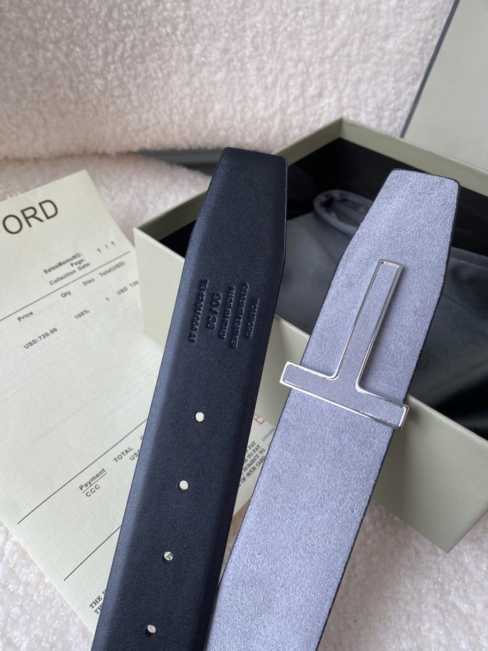 NIGO Tom Ford Men's Solid Color Reversible Calfskin Leather 4.0cm Belt #nigo76311