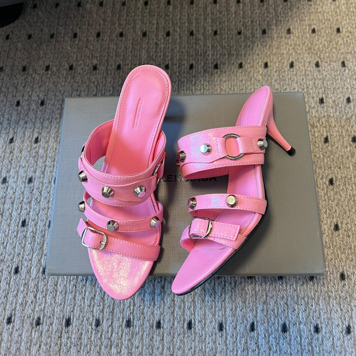 NIGO Balenciaga Women's Metal Rivet Decorated Sandals Fine Heeled High Heels Fashion Sexy Solid Colour Basic Slippers Shoes Heel High 8.5cm Ngvp #nigo1466