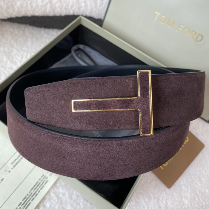 NIGO Tom Ford Men's Solid Color Reversible Calfskin Leather 4.0cm Belt #nigo76311