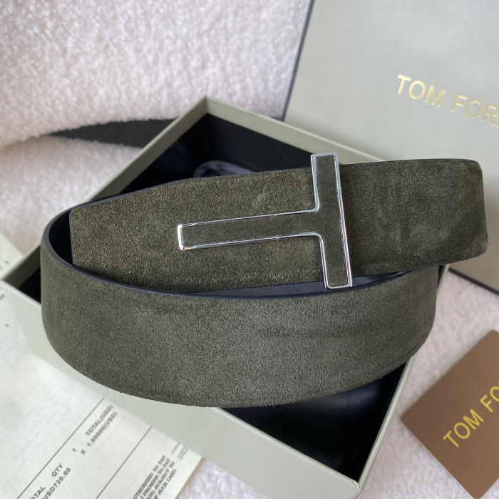 NIGO Tom Ford Men's Solid Color Reversible Calfskin Leather 4.0cm Belt #nigo76311