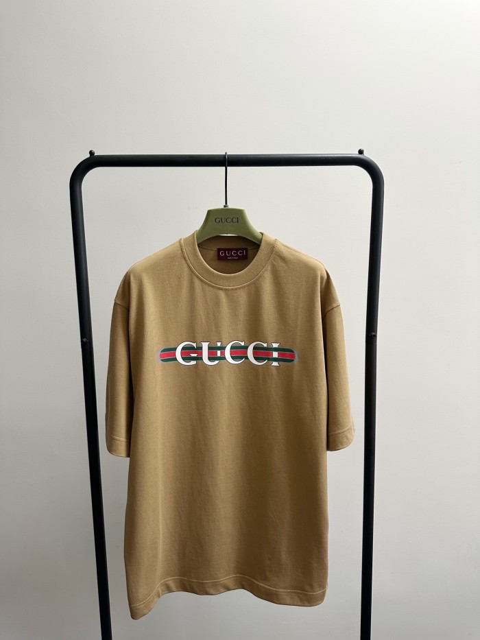 NIGO Gucci Men's Summer Solid Color Letter Print Round Neck Drop Shoulder Short Sleeve T-shirt #nigo76313