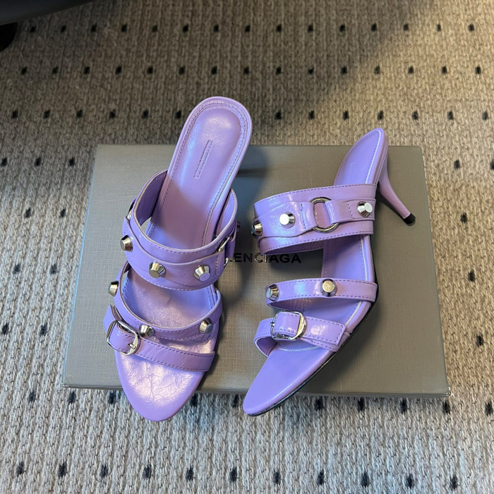 NIGO Balenciaga Women's Metal Rivet Decorated Sandals Fine Heeled High Heels Fashion Sexy Solid Colour Basic Slippers Shoes Heel High 8.5cm Ngvp #nigo1466