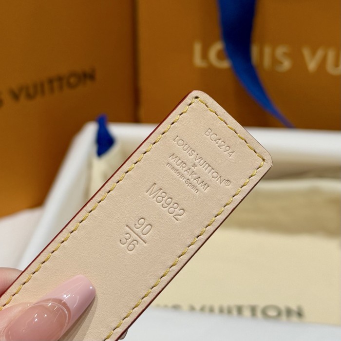 NIGO Louis Vuitton x TM Women's Logo Printed Solid Color Reversible Belt Jewelry Width 3cm  Accessories #nigo76326