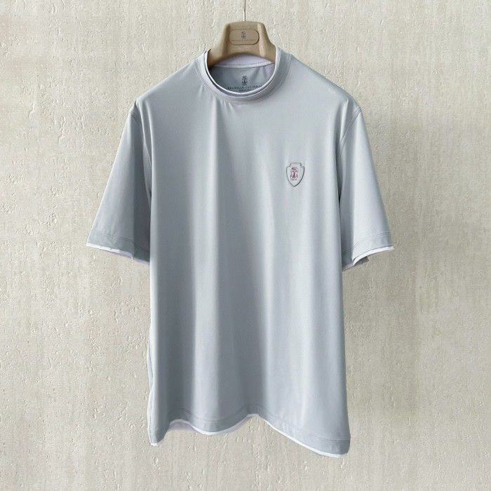 NIGO Brunello Cucinelli Men's Summer Solid Color Round Neck Cotton Short Sleeve T-Shirt #nigo76355
