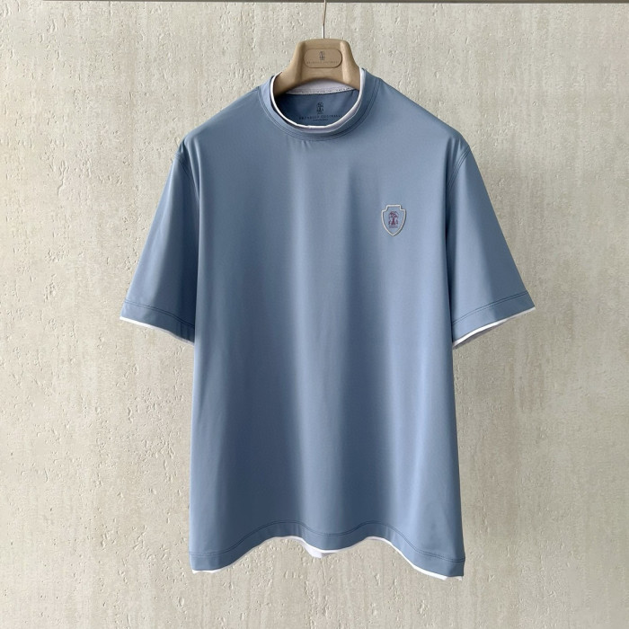 NIGO Brunello Cucinelli Men's Summer Solid Color Round Neck Cotton Short Sleeve T-Shirt #nigo76355