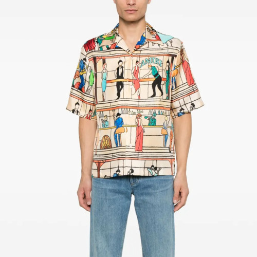 NIGO Amiri Men's Summer Casual Silk Lapel Single Breasted Short Sleeve Pool Hall Shirt Ngvp #nigo1424