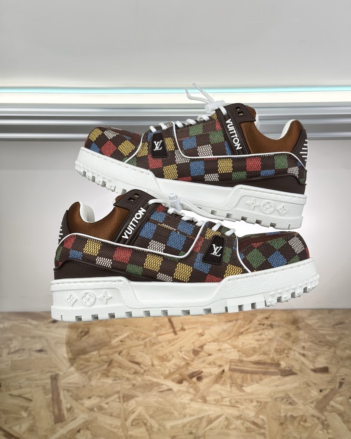 NIGO Louis Vuitton LV Trainer Maxi Men's Solid Color Leather Lace Up Low Top Board Shoes #nigo76332