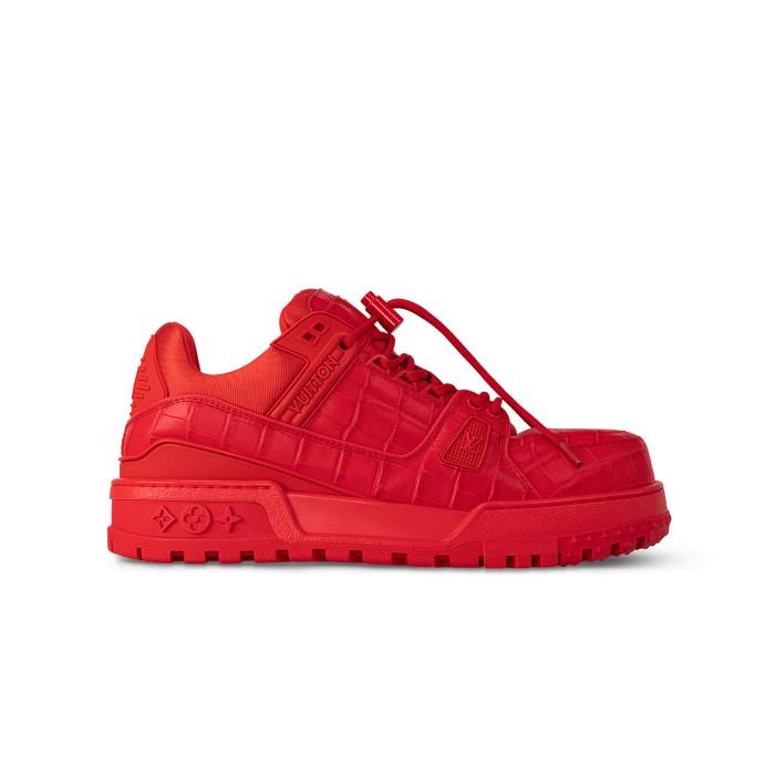 NIGO Louis Vuitton LV Trainer Maxi Men's Solid Color Leather Lace Up Low Top Board Shoes #nigo76332
