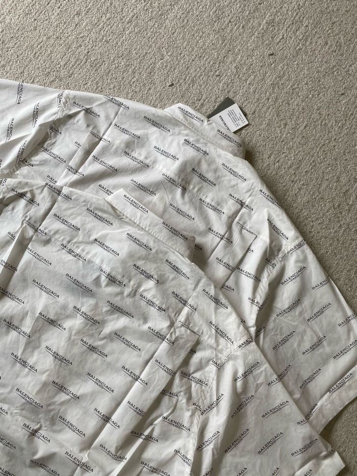 NIGO Balenciaga Men's Summer Solid Color Letter Print Single Breasted Short Sleeve Shirt #nigo76361