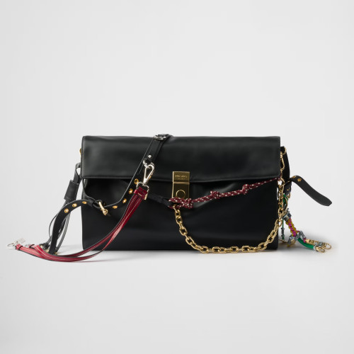 NIGO Prada Soft Sound Women's Metal Parts Snap Button Flap Closure Solid Color Leather Crossbody Shoulder Bag Bags #nigo76359