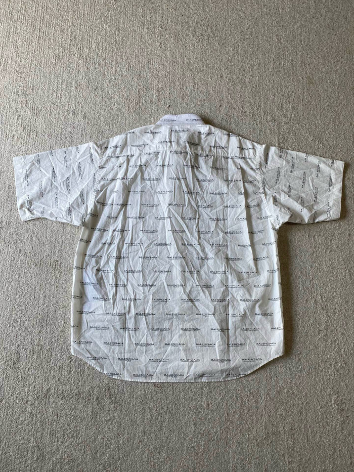 NIGO Balenciaga Men's Summer Solid Color Letter Print Single Breasted Short Sleeve Shirt #nigo76361