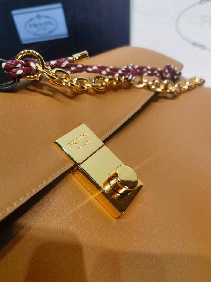 NIGO Prada Soft Sound Women's Metal Parts Snap Button Flap Closure Solid Color Leather Crossbody Shoulder Bag Bags #nigo76359