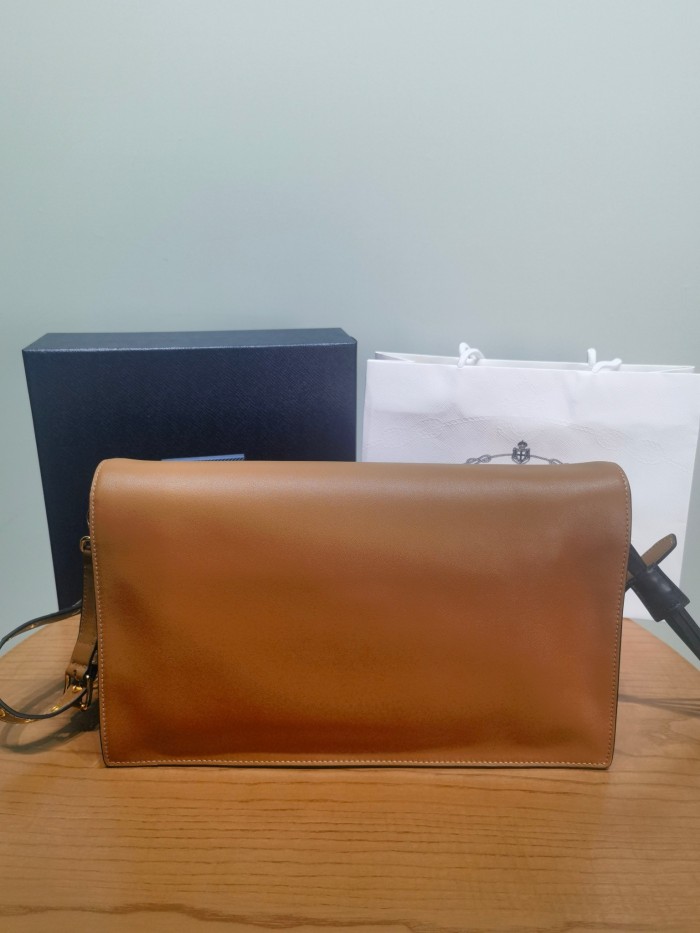 NIGO Prada Soft Sound Women's Metal Parts Snap Button Flap Closure Solid Color Leather Crossbody Shoulder Bag Bags #nigo76359