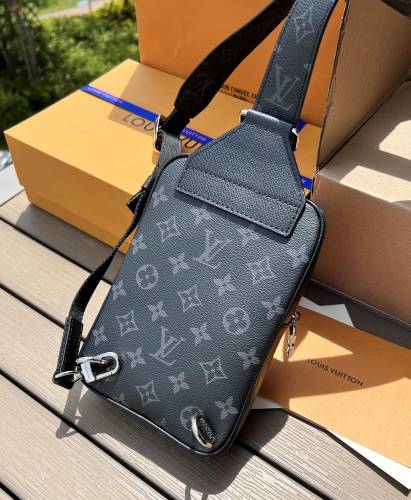 NIGO Louis Vuitton Outdoor Men's Black Adjustable Shoulder Strap Zipper Canvas Quilted Leather Monogrammed Shoulder Crossbody Bag Bags #nigo76358