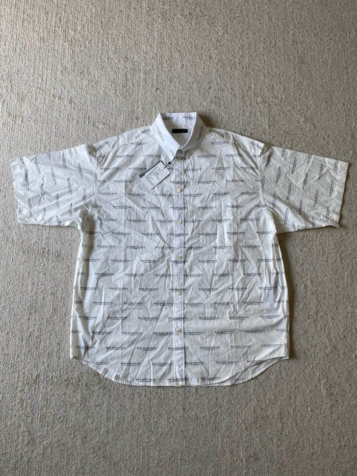 NIGO Balenciaga Men's Summer Solid Color Letter Print Single Breasted Short Sleeve Shirt #nigo76361