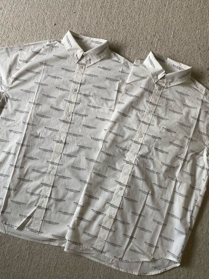 NIGO Balenciaga Men's Summer Solid Color Letter Print Single Breasted Short Sleeve Shirt #nigo76361