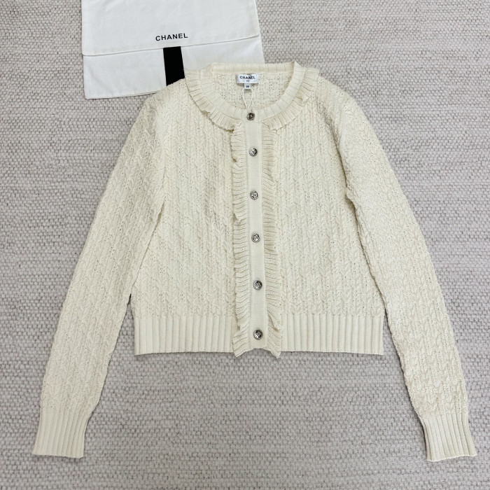 NIGO Chanel Women's Spring, Autumn And Winter Solid Color Lace Round Neck Cotton Long Sleeve Knitted Cardigan Ngvp #nigo1434
