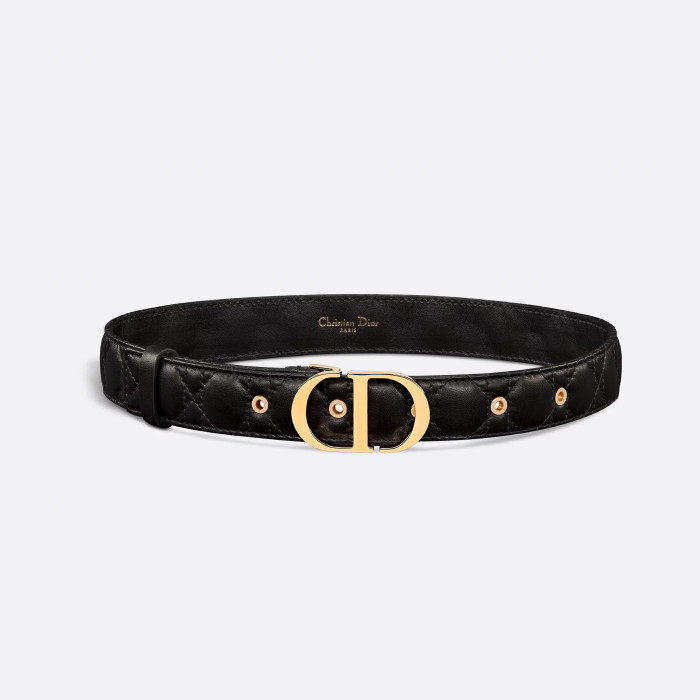 NIGO Dior Women's Embroidered Diamond Check Brass Buckle Solid Color Cow Leather Belt #nigo76369