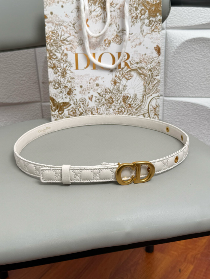 NIGO Dior Women's Embroidered Diamond Check Brass Buckle Solid Color Cow Leather Belt #nigo76369