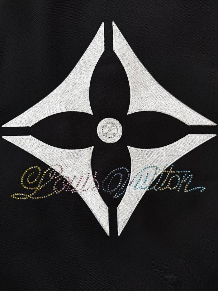 NIGO Louis Vuitton Men's Spring And Fall Solid Color Mixed Leather Single Breasted Drawstring Baseball Jacket #nigo76378