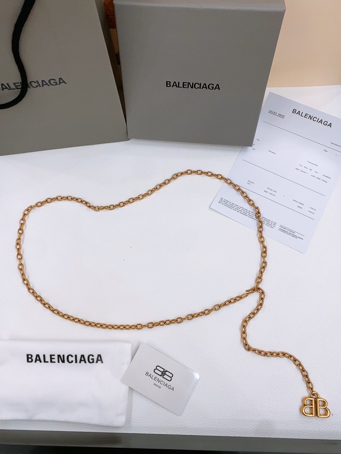 NIGO Balenciaga Women's Monaco Aged Gold Brass BB Print Chain Belt #nigo76374