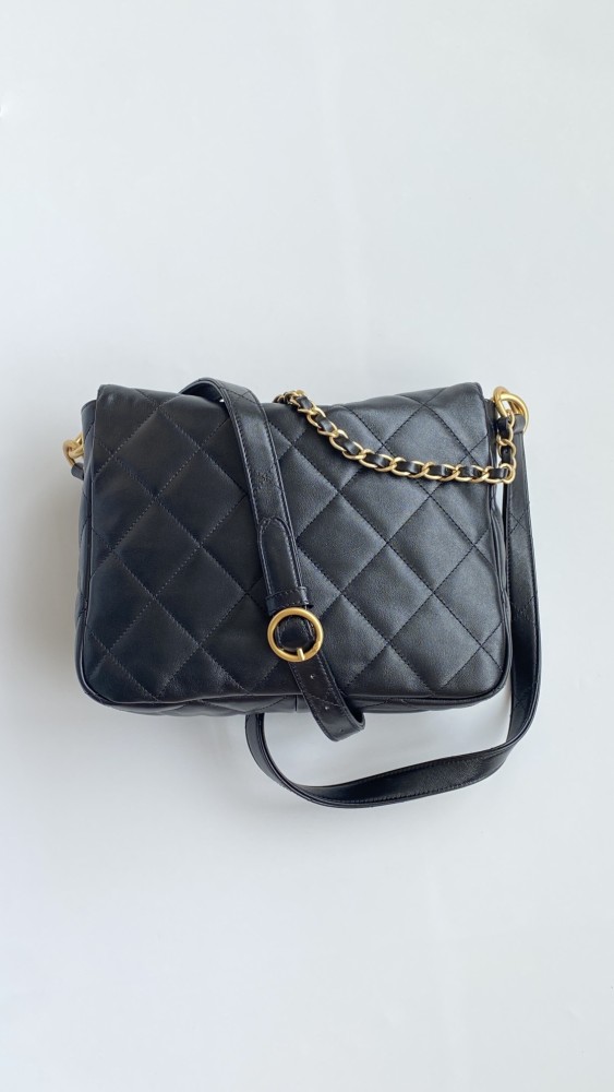 NIGO Chanel Supple Twins Women's Solid Color Diamond Pattern Gold Buckle Chain Glossy Cowhide Shoulder Crossbody Bag Bags #nigo76371