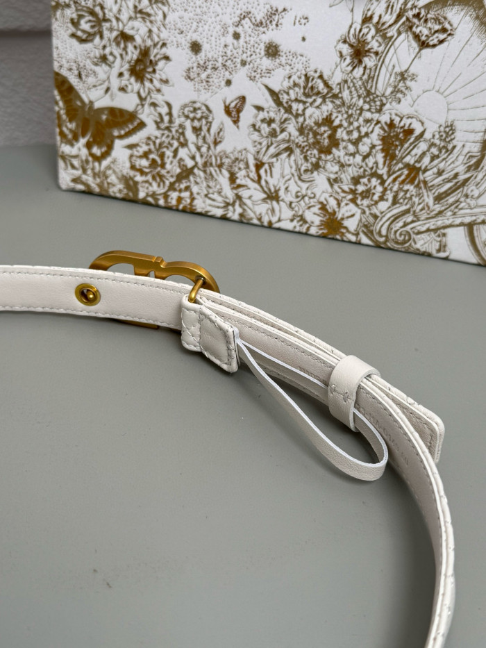 NIGO Dior Women's Embroidered Diamond Check Brass Buckle Solid Color Cow Leather Belt #nigo76369
