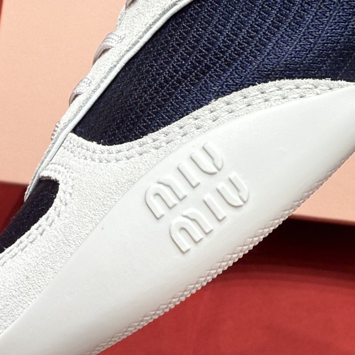 NIGO MiuMiu Women's Four Seasons Colorblock Gymnasium Tech Fabric Fabric and Suede Leather Low Top Lace-Up Sneakers Shoes #nigo76373