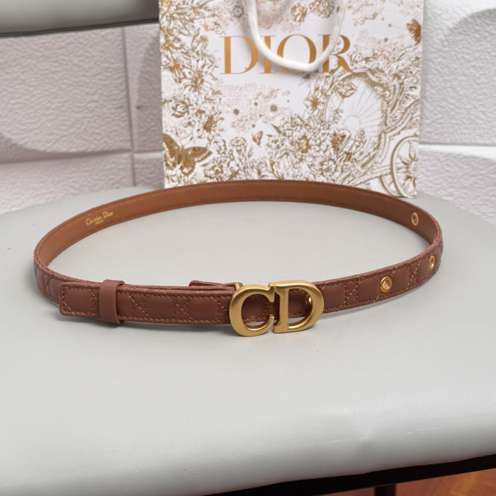 NIGO Dior Women's Embroidered Diamond Check Brass Buckle Solid Color Cow Leather Belt #nigo76369