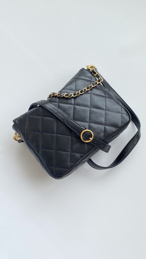 NIGO Chanel Supple Twins Women's Solid Color Diamond Pattern Gold Buckle Chain Glossy Cowhide Shoulder Crossbody Bag Bags #nigo76371