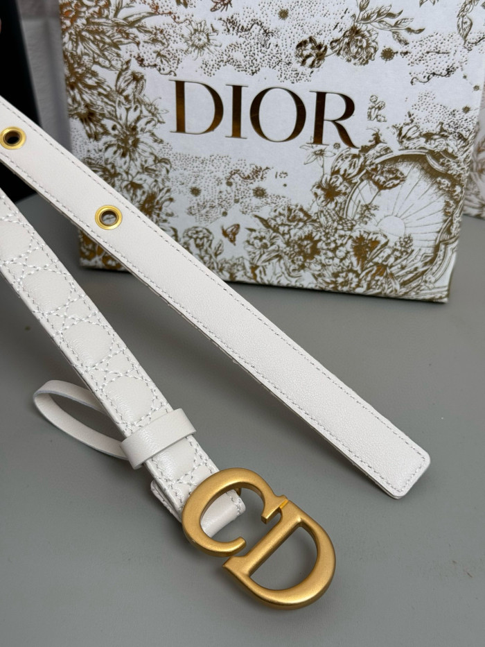 NIGO Dior Women's Embroidered Diamond Check Brass Buckle Solid Color Cow Leather Belt #nigo76369