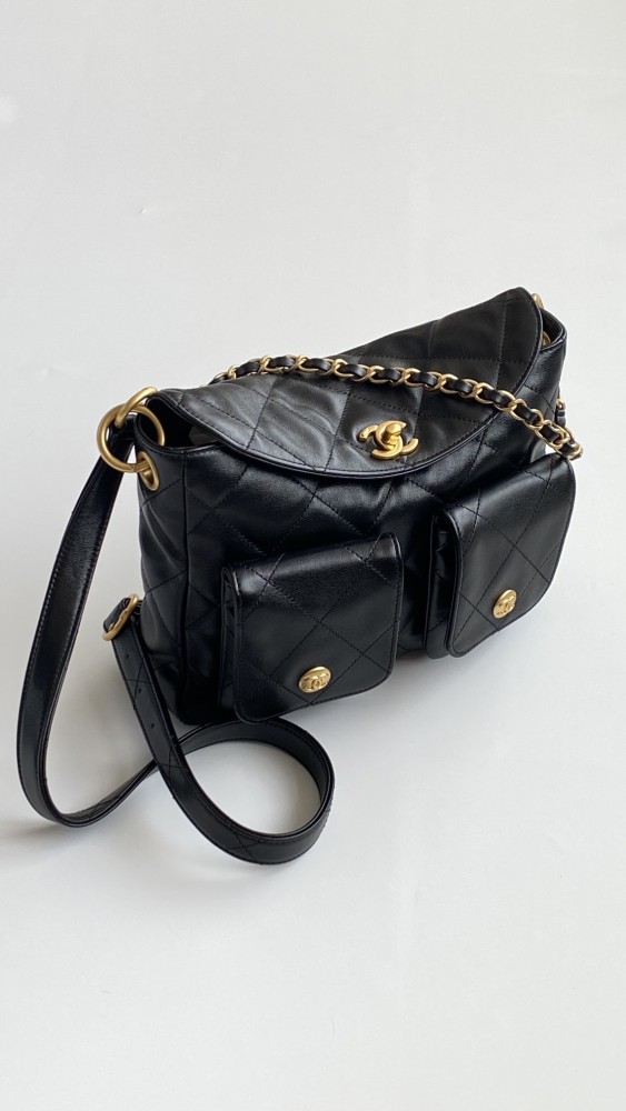 NIGO Chanel Supple Twins Women's Solid Color Diamond Pattern Gold Buckle Chain Glossy Cowhide Shoulder Crossbody Bag Bags #nigo76371