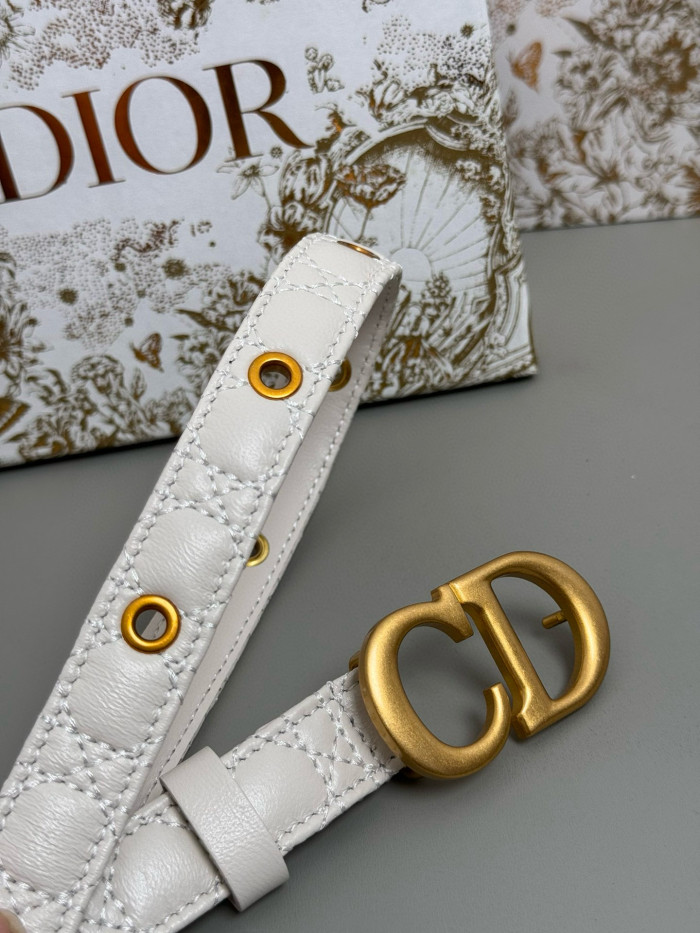 NIGO Dior Women's Embroidered Diamond Check Brass Buckle Solid Color Cow Leather Belt #nigo76369