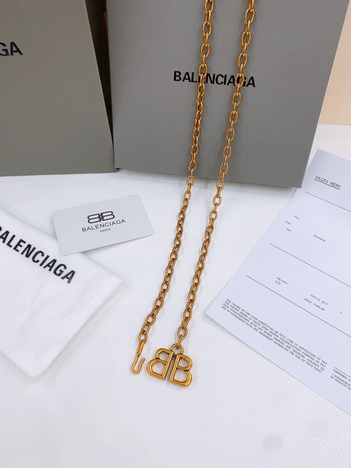 NIGO Balenciaga Women's Monaco Aged Gold Brass BB Print Chain Belt #nigo76374