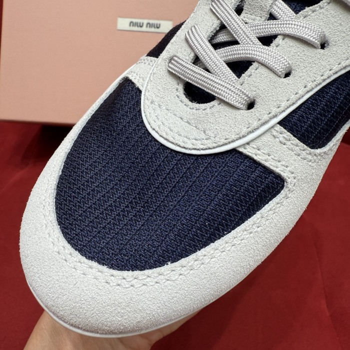 NIGO MiuMiu Women's Four Seasons Colorblock Gymnasium Tech Fabric Fabric and Suede Leather Low Top Lace-Up Sneakers Shoes #nigo76373