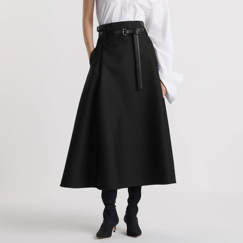 NIGO Dior Women's Spring And Summer Black Long Skirt Wool Half Skirt Lapel Waist Removable Leather Buckle Fashion Temperament Short Skirt Ngvp #nigo1481